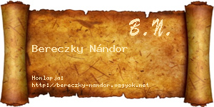 Bereczky Nándor névjegykártya